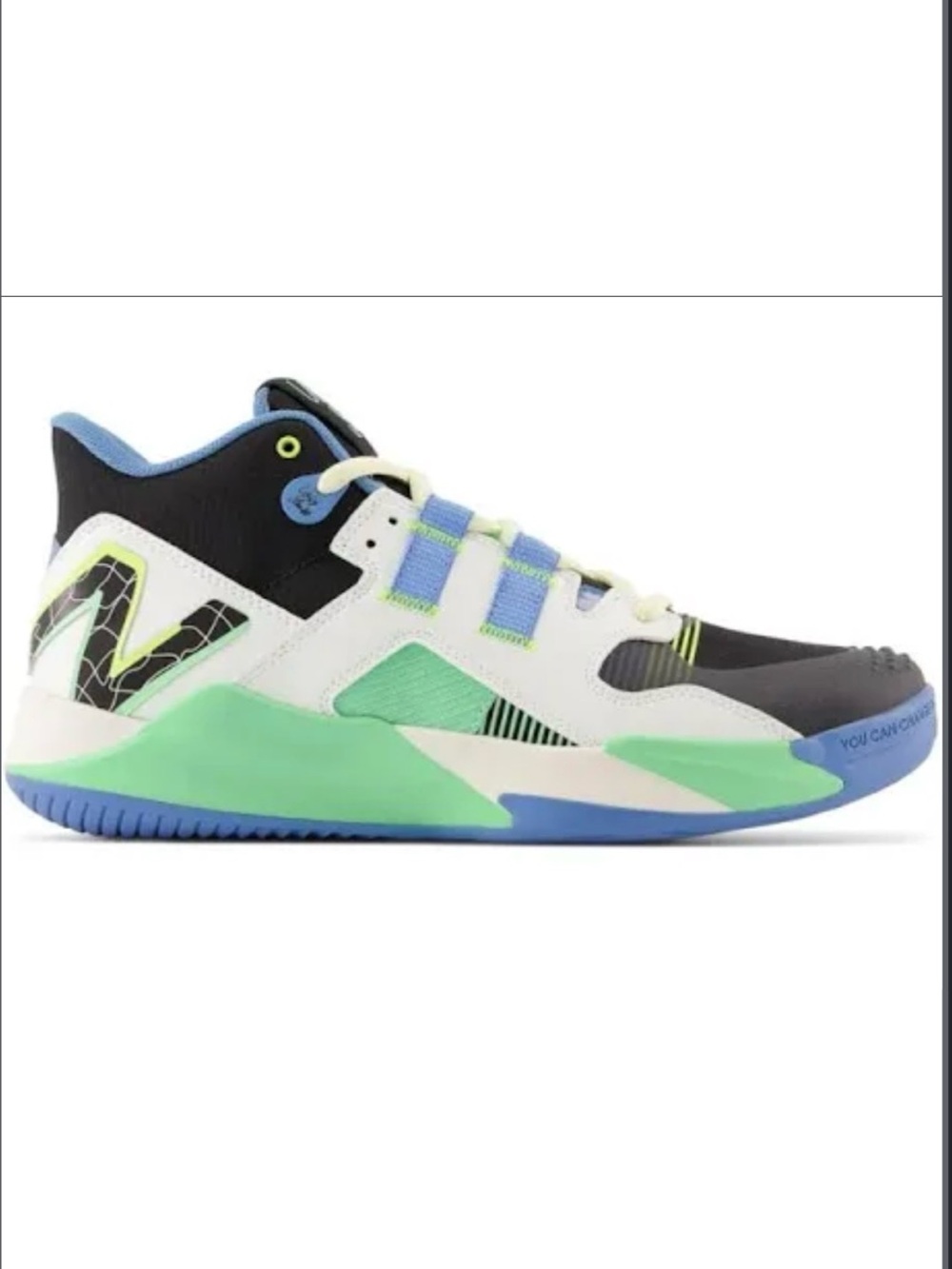 New Balance Men's Multicolor Sneakers - Black, White, Blue, Green.